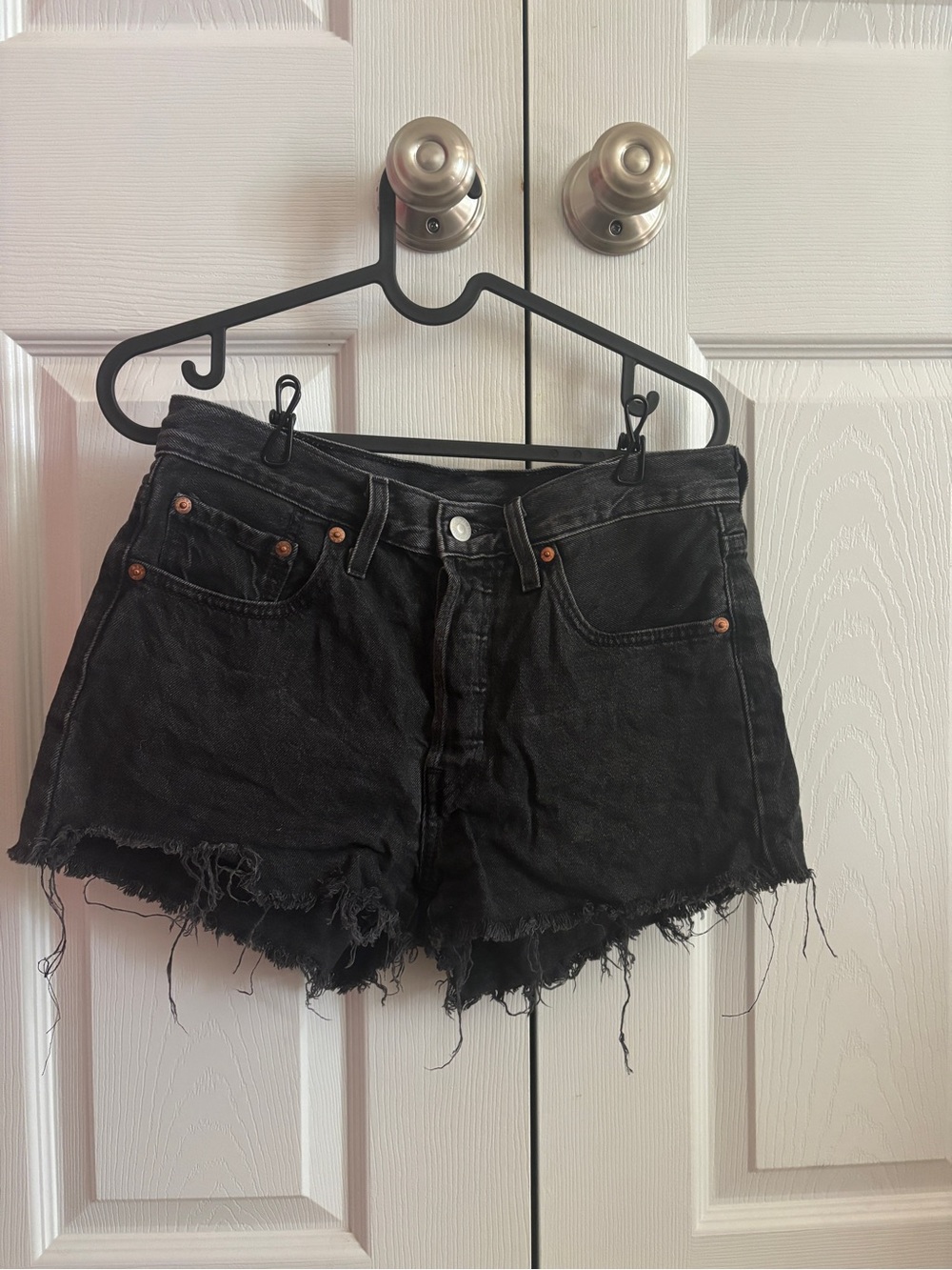 Levi's 501 Black Distressed Cutoff Jean Shorts